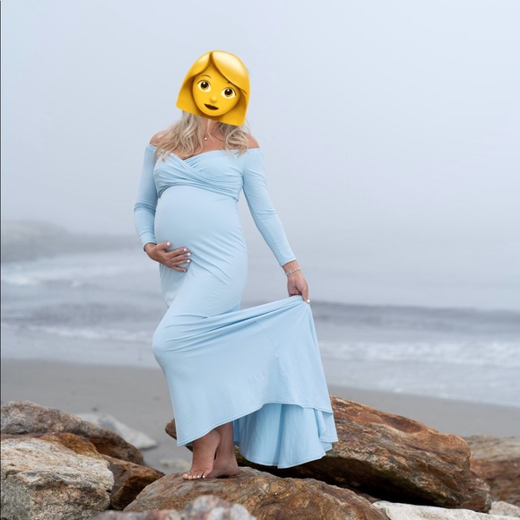 Baby Blue Banetteta off Shoulder Mermaid Maternity Dress Size Small - Picture 5 of 6